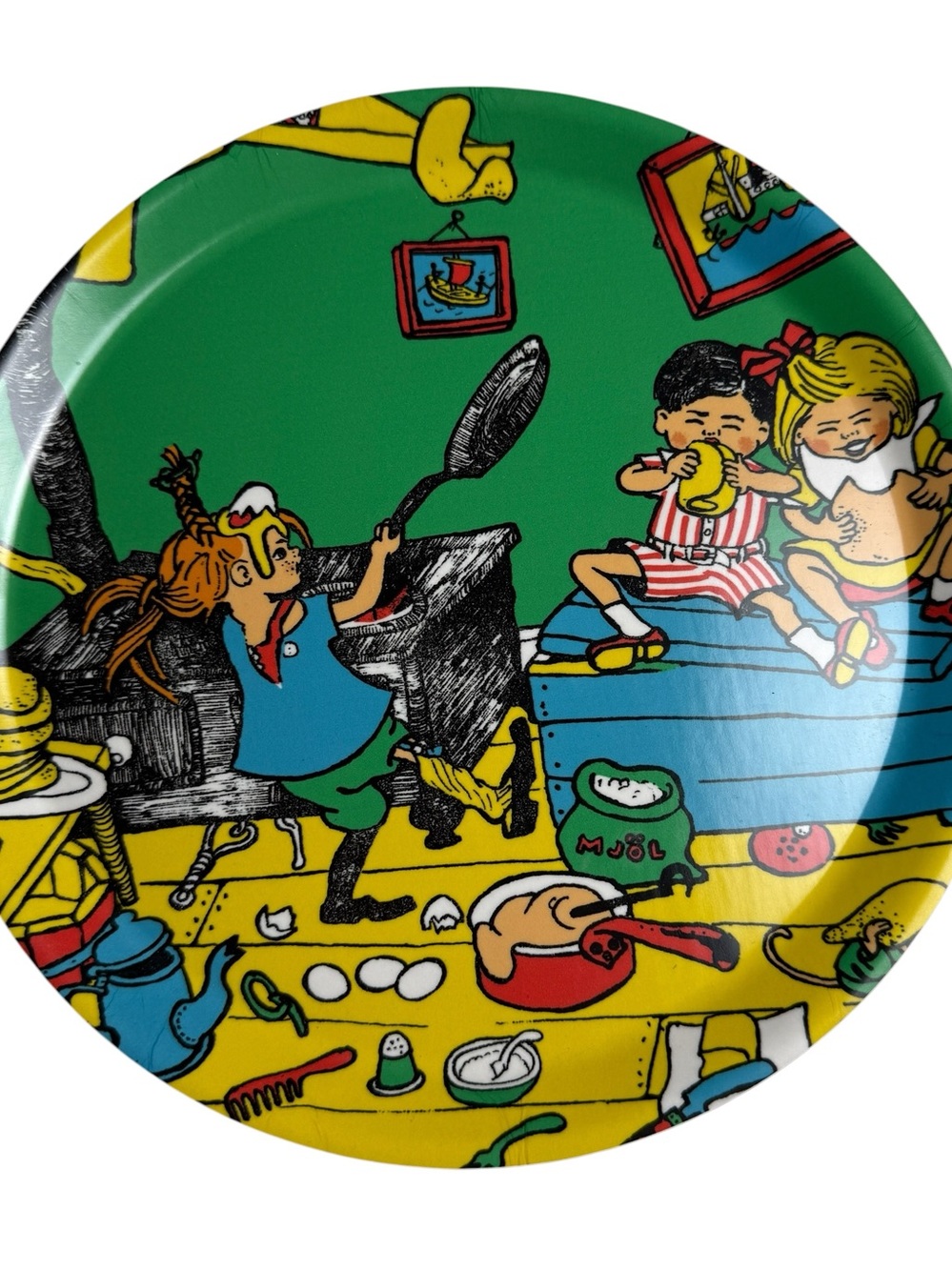 Vintage PIPPI LONGSTOCKING Astrid Lindgren Memory Plate Rare Cartoon Rorstrand